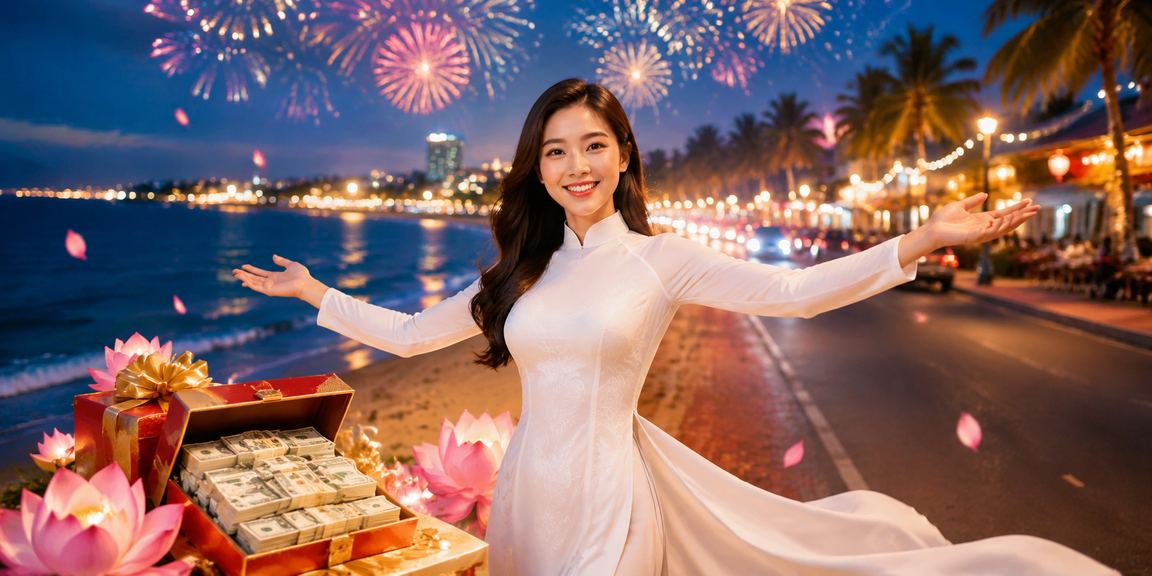 Không khí cá cược và lễ hội tại Mũi Né với trang phục áo dài truyền thống